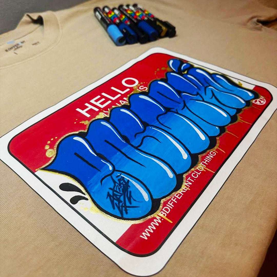 Hello My Name Is Sticker Graffiti Tee - Image 21