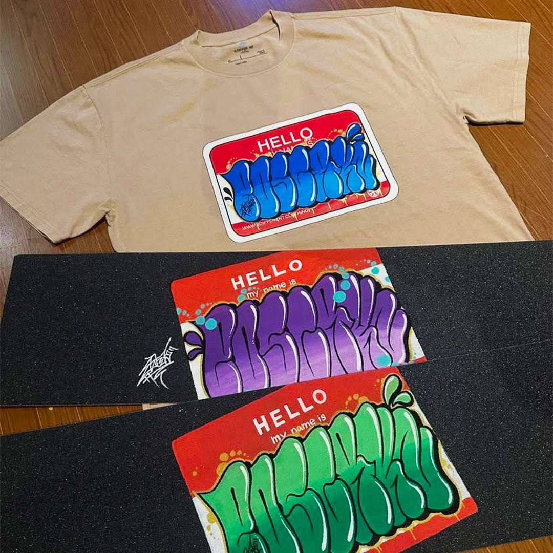 Hello My Name Is Sticker Graffiti Tee - Image 23