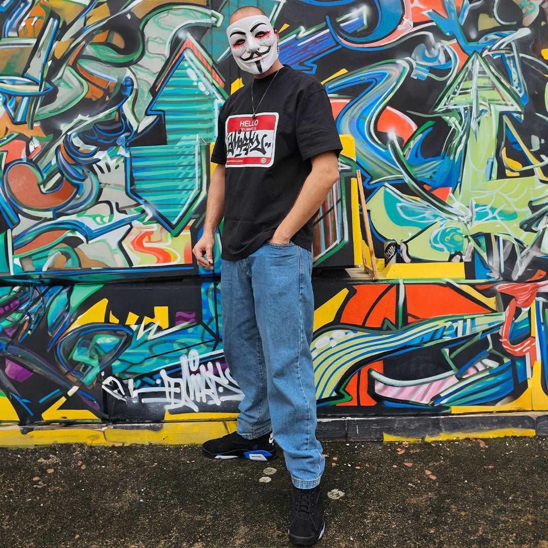 Hello My Name Is Sticker Graffiti Tee - Image 6