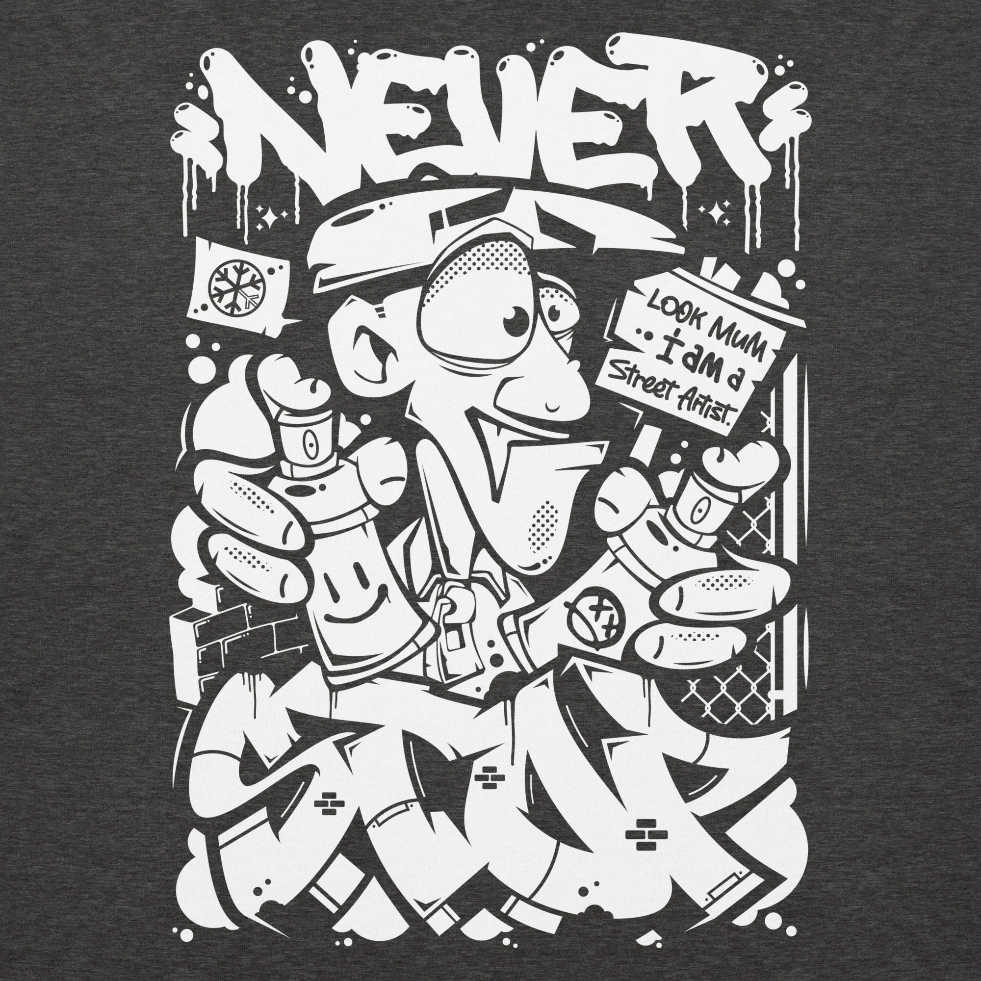 Never Stop Graffiti Character Hoodie - Image 2