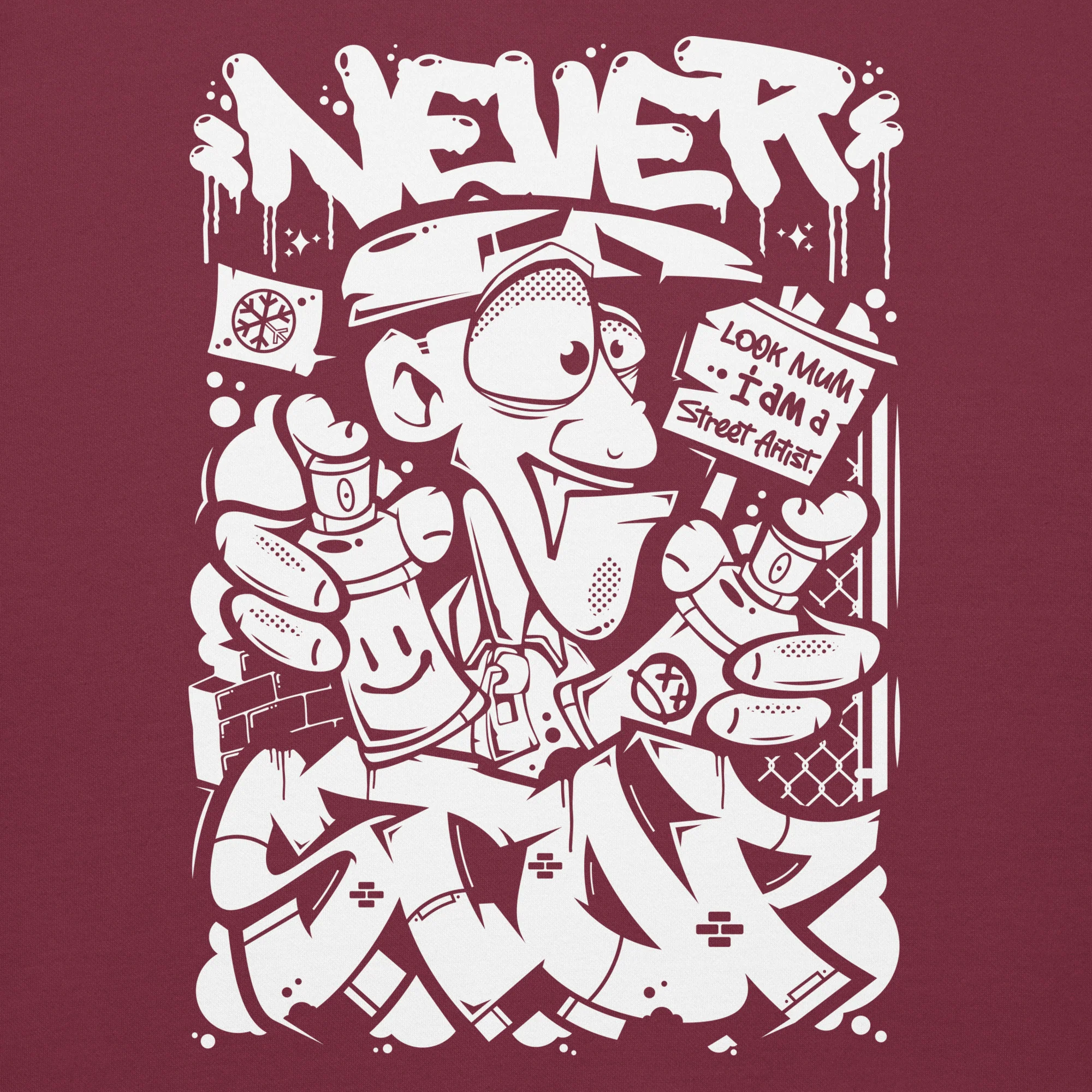 Never Stop Graffiti Character Hoodie - Image 23