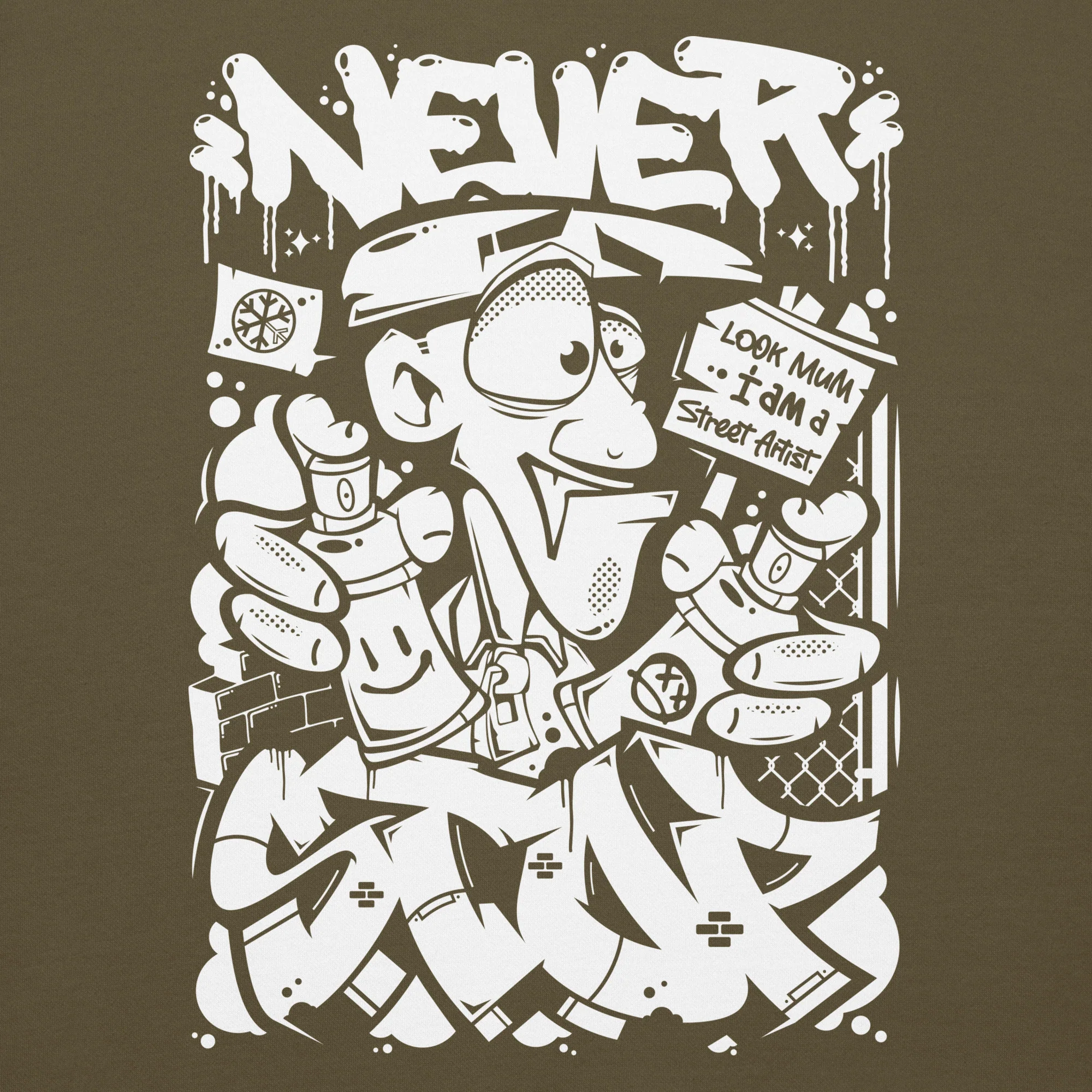 Never Stop Graffiti Character Hoodie - Image 30