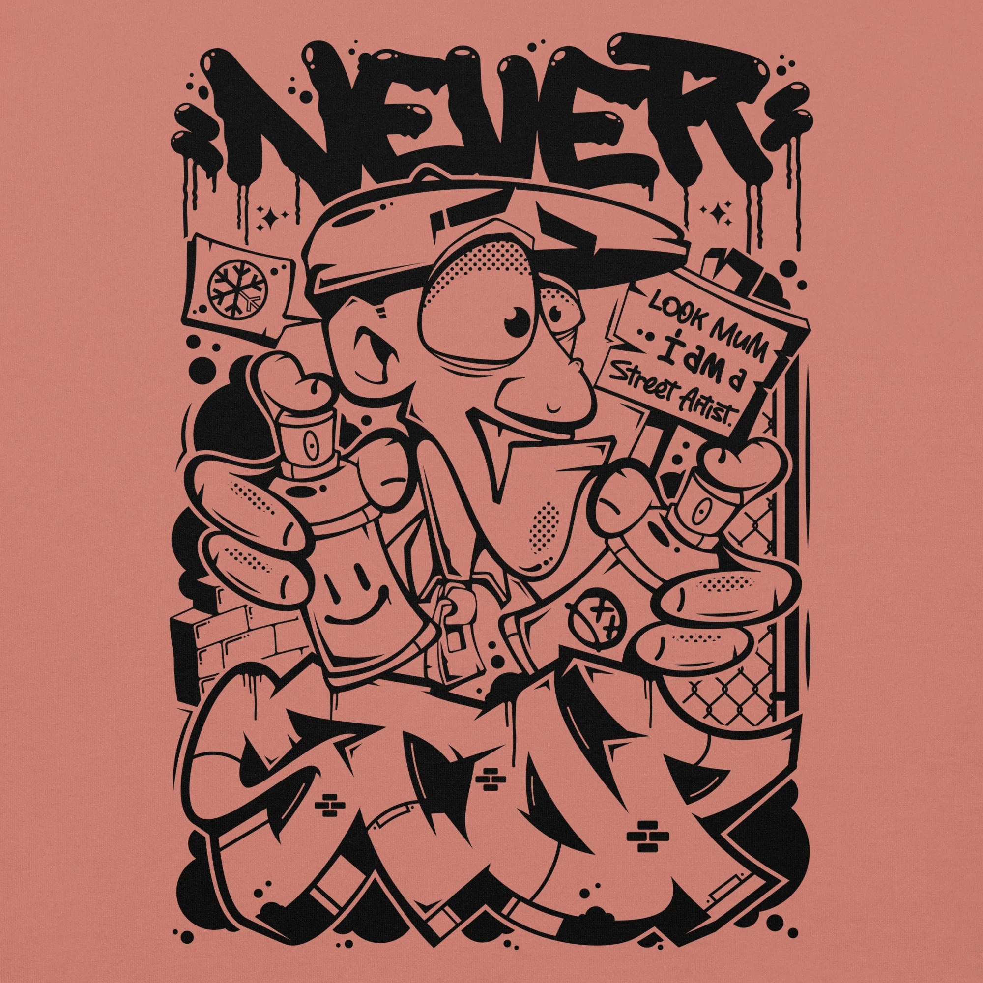 Never Stop Graffiti Character Hoodie - Image 44