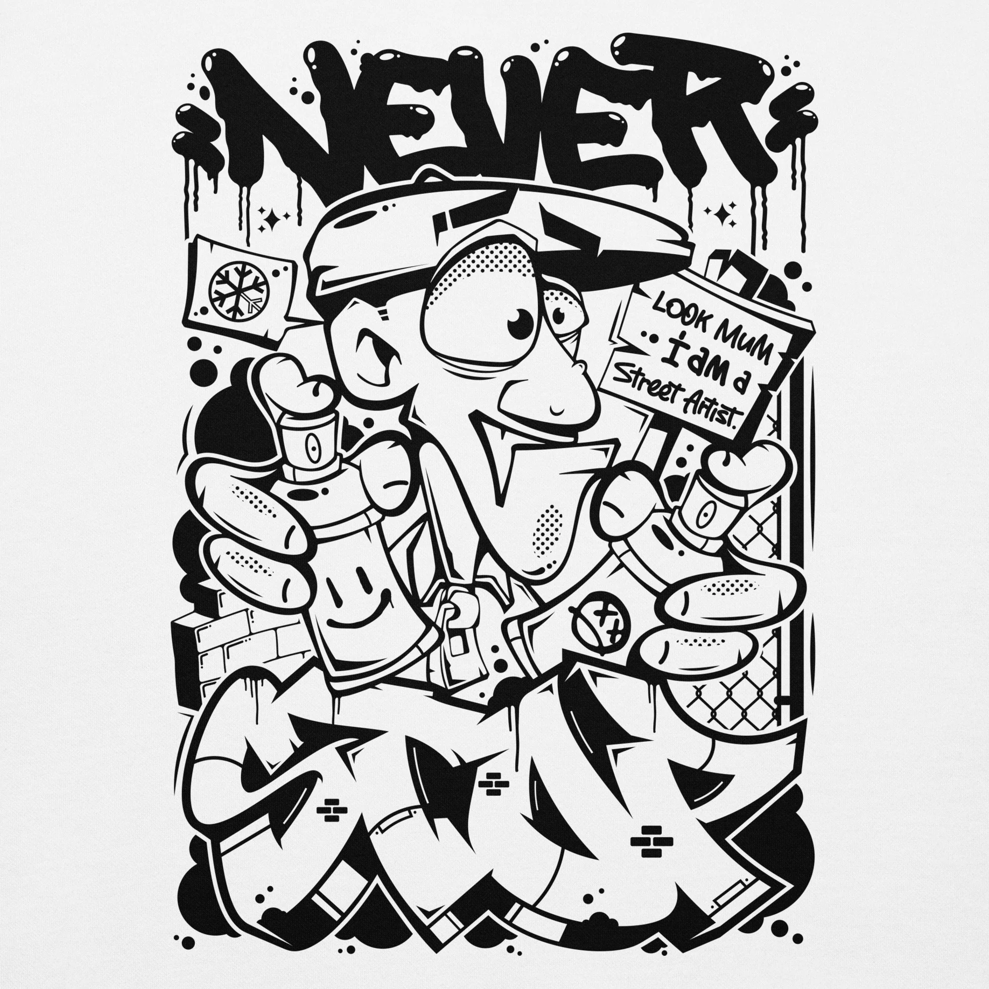 Never Stop Graffiti Character Hoodie - Image 58