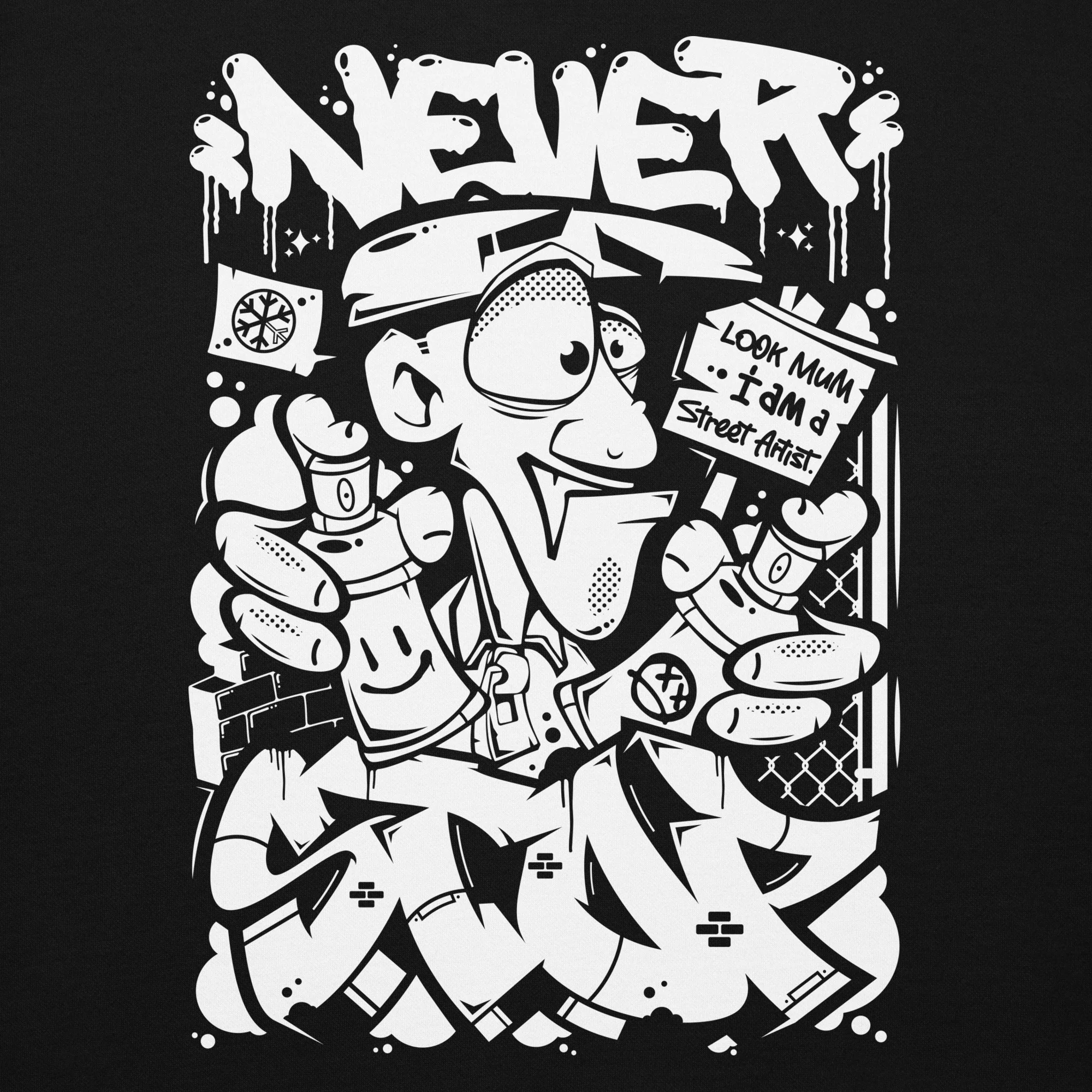 Never Stop Graffiti Character Hoodie - Image 9