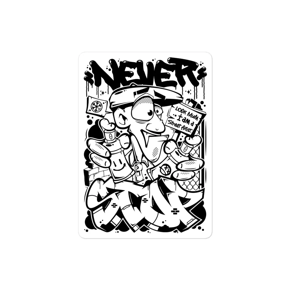 Never Stop Graffiti Character Sticker