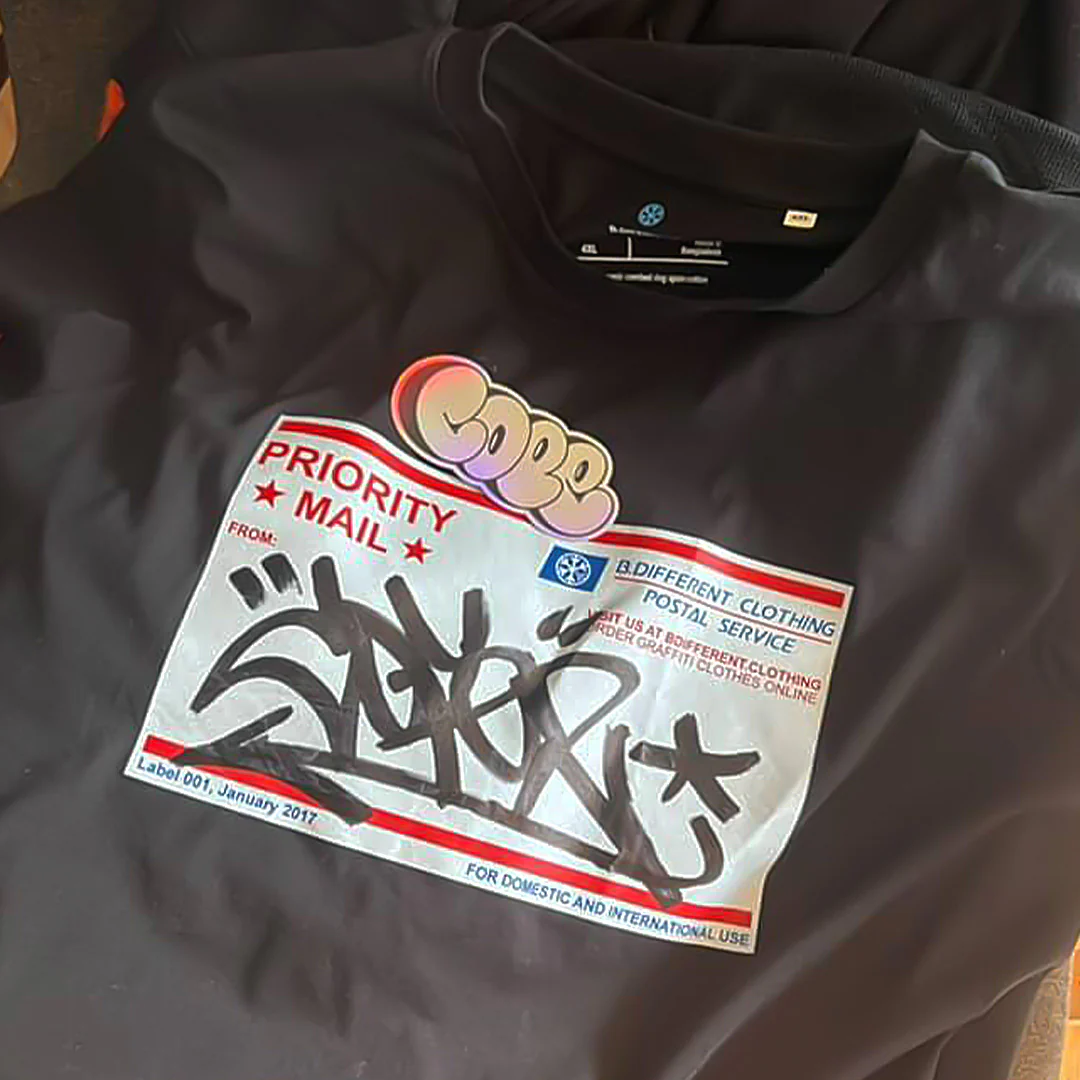 Priority Mail Sticker Graffiti Tee - Image 3