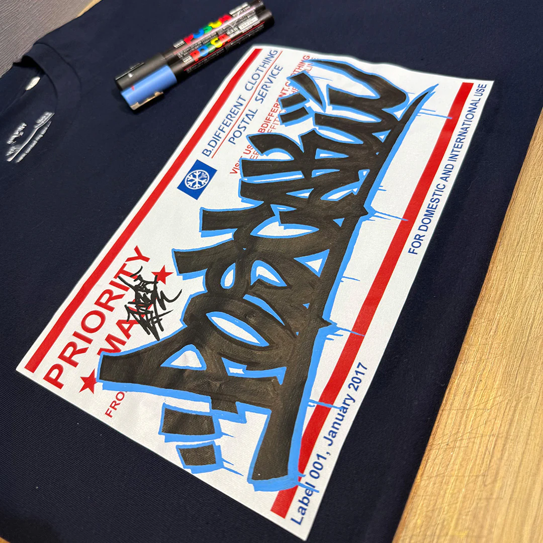 Priority Mail Sticker Graffiti Tee - Image 9