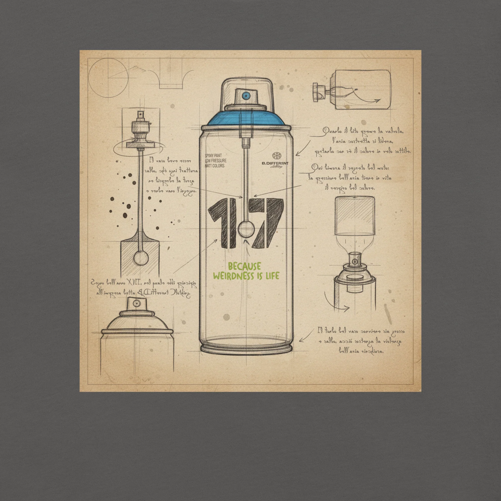 Spray Can Sketch Graffiti Tee - Image 21