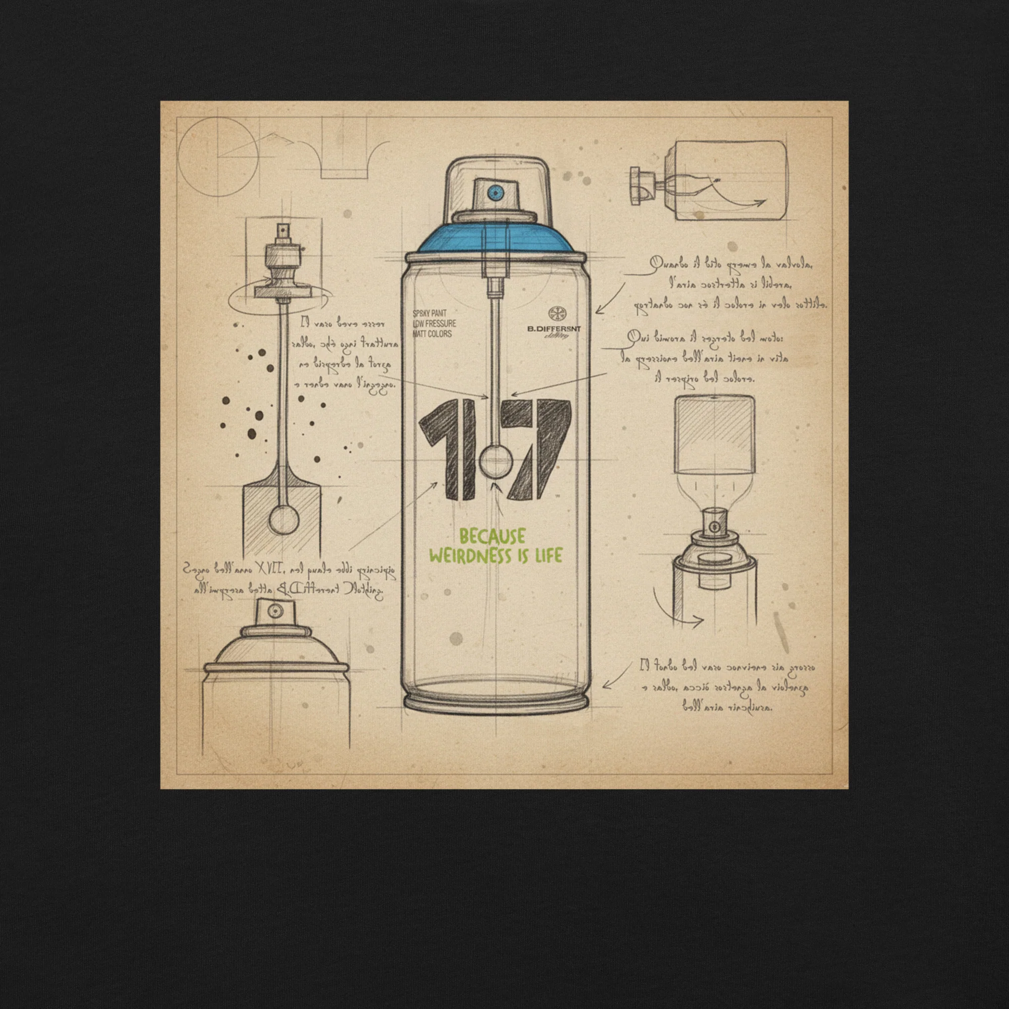Spray Can Sketch Graffiti Tee - Image 3