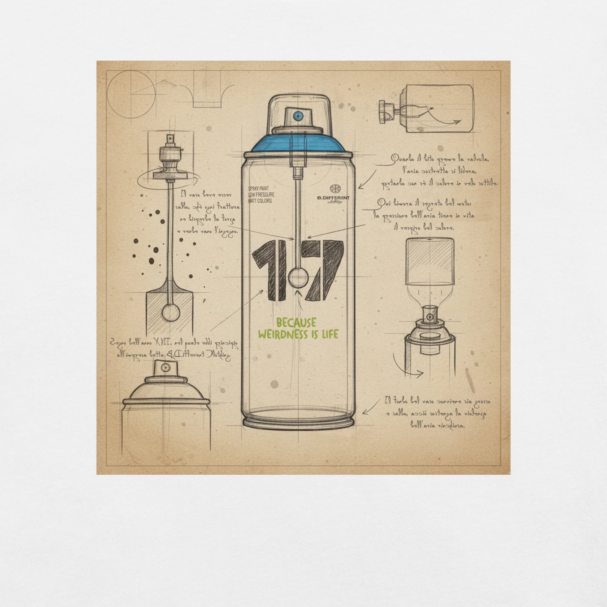 Spray Can Sketch Graffiti Tee - Image 33