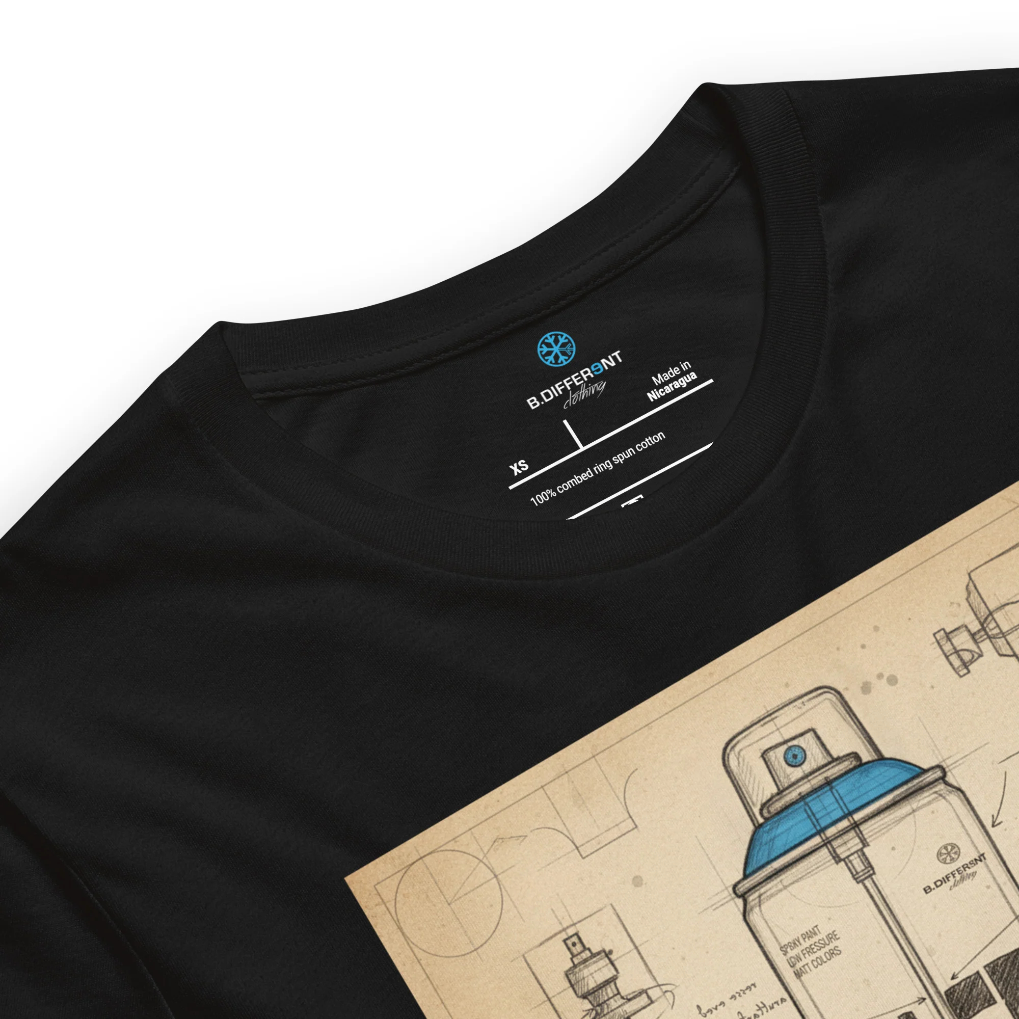 Spray Can Sketch Graffiti Tee - Image 5