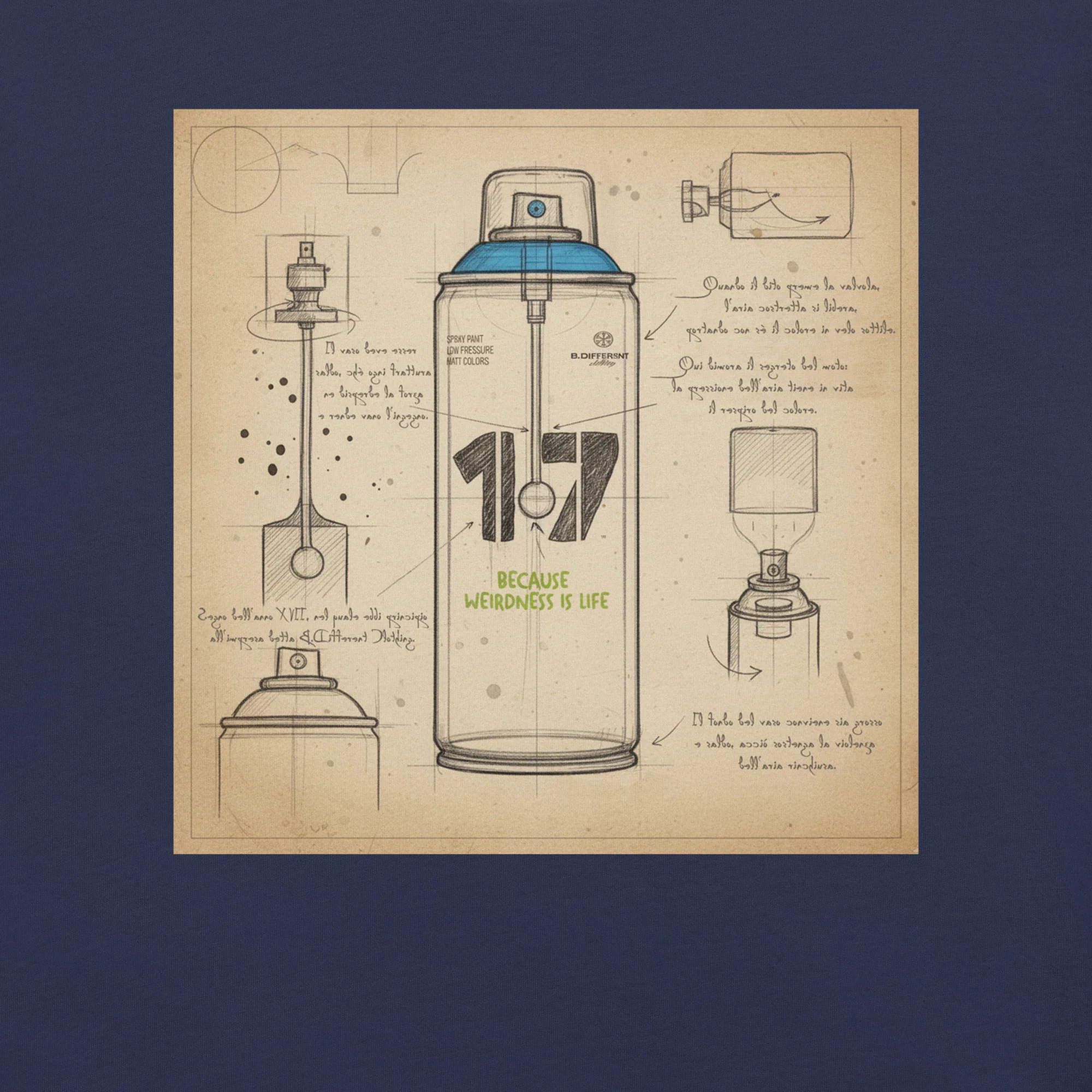 Spray Can Sketch Graffiti Tee - Image 9